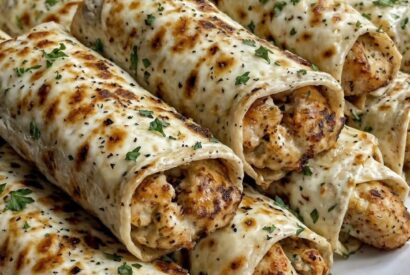 Thumbnail for Cheesy Garlic Chicken Wraps