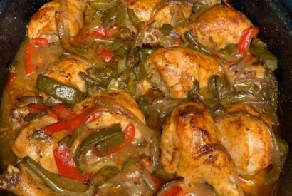 Thumbnail for Baked Chicken with Peppers and Onions (Easy Roaster Pan Recipe)