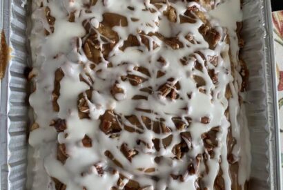 Thumbnail for Cinnamon Roll Cake with Vanilla Glaze: A Crowd-Pleaser in One Pan