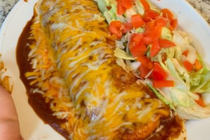 Thumbnail for Beef and Bean Burritos Smothered with Red Chile Chimayo