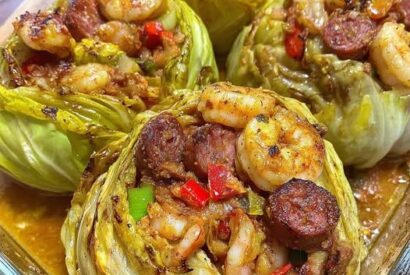 Thumbnail for Keto Cajun Shrimp & Sausage Stuffed Cabbage