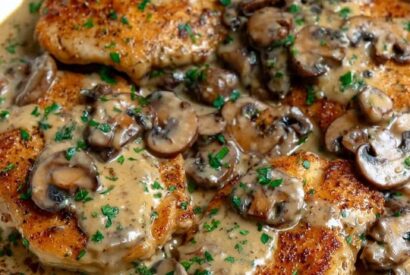 Thumbnail for Chicken and Mushroom Skillet in a Creamy Asiago and Mustard Sauce
