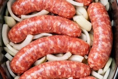 Thumbnail for Put raw sausage links in the slow cooker with just a few add-ins and let it do its thing all afternoon.
