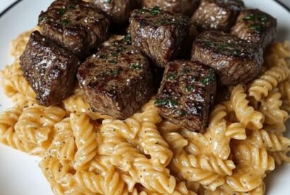 Thumbnail for Easy Halal Seared Steak & Creamy Garlic Fusilli Pasta