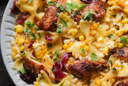 Thumbnail for Creamy Chicken and Corn Pasta with Bacon
