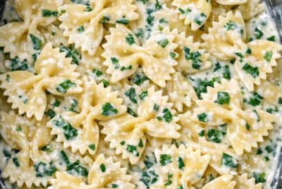 Thumbnail for Dump uncooked bowtie pasta in the slow cooker and 4 other ingredients to get a meal so delicious your whole family will be begging for more.