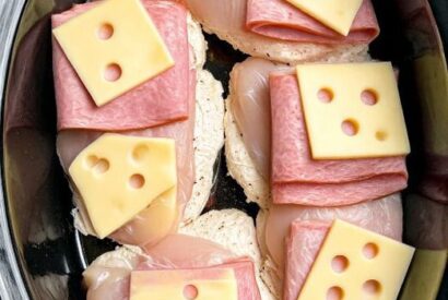 Thumbnail for 5-Ingredient Slow Cooker Chicken Cordon Bleu Bowtie Pasta
