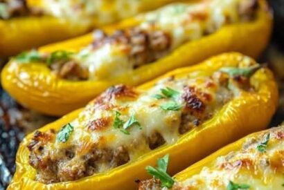 Thumbnail for Stuffed Banana Peppers with Meat and Cheese