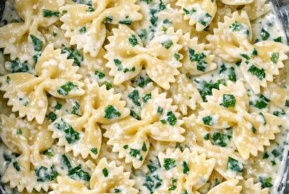 Thumbnail for Dump uncooked bowtie pasta in the slow cooker and 4 other ingredients to get a meal so delicious your whole family will be begging for more.