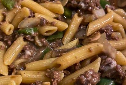 Thumbnail for Philly Cheesesteak Pasta – Creamy Cheesy Beef Pasta Recipe for Easy Weeknight Dinner