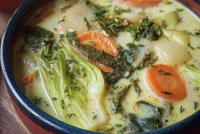 Thumbnail for The BEST Creamy Vegetable Soup with Bok Choy and Carrots (Easy Healthy Quick Dinner!)