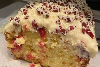 Thumbnail for The BEST Cranberry Pound Cake with Cream Cheese Frosting (Easy Holiday Dessert!)