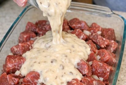 Thumbnail for Pour Cream of Mushroom Soup Over Raw Beef Stew Meat for This Easy 4-Ingredient Comfort Dinner