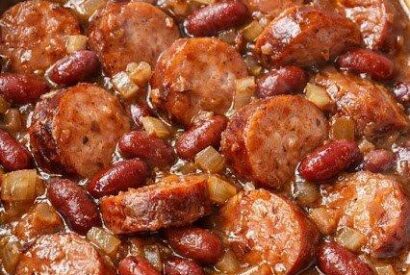 Thumbnail for Easy 4-Ingredient Slow Cooker Sausage & Beans