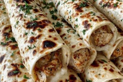Thumbnail for Grandma’s Cozy Cheesy Garlic Chicken Wraps