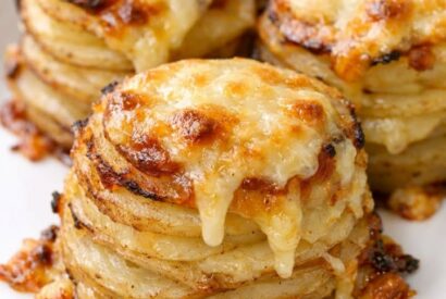 Thumbnail for Oven-Baked 4-Ingredient Cheesy Potato Stacks (Golden, Frilly, Irresistible)