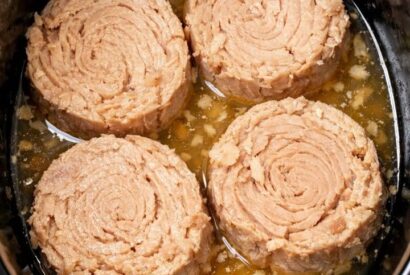 Thumbnail for Toss whole rounds of un-drained canned tuna in the slow cooker and 3 other ingredients to get a meal so delicious your family will be begging for more